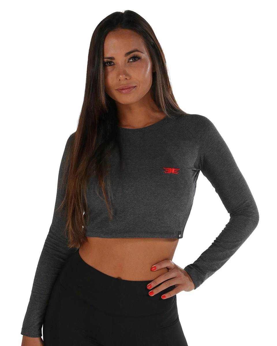 Elite Eleven EE Long Sleeve Crop - Charcoal 2 Elite Eleven EE Long Sleeve Crop - Charcoal - Image 2