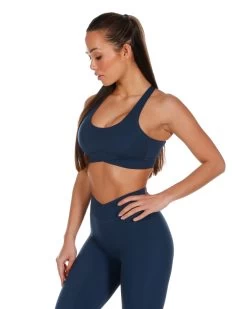 Elite Eleven Cross Over Sports Bra - Navy Blue 6 Elite Eleven Cross Over Sports Bra - Navy Blue -Fit Style Shop navy.crossover 8of32