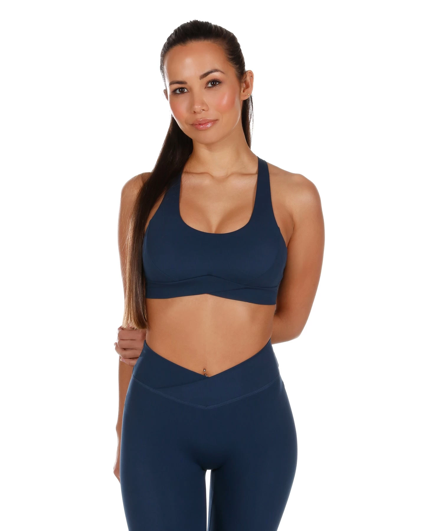 Elite Eleven Cross Over Sports Bra - Navy Blue 4 Elite Eleven Cross Over Sports Bra - Navy Blue - Image 4