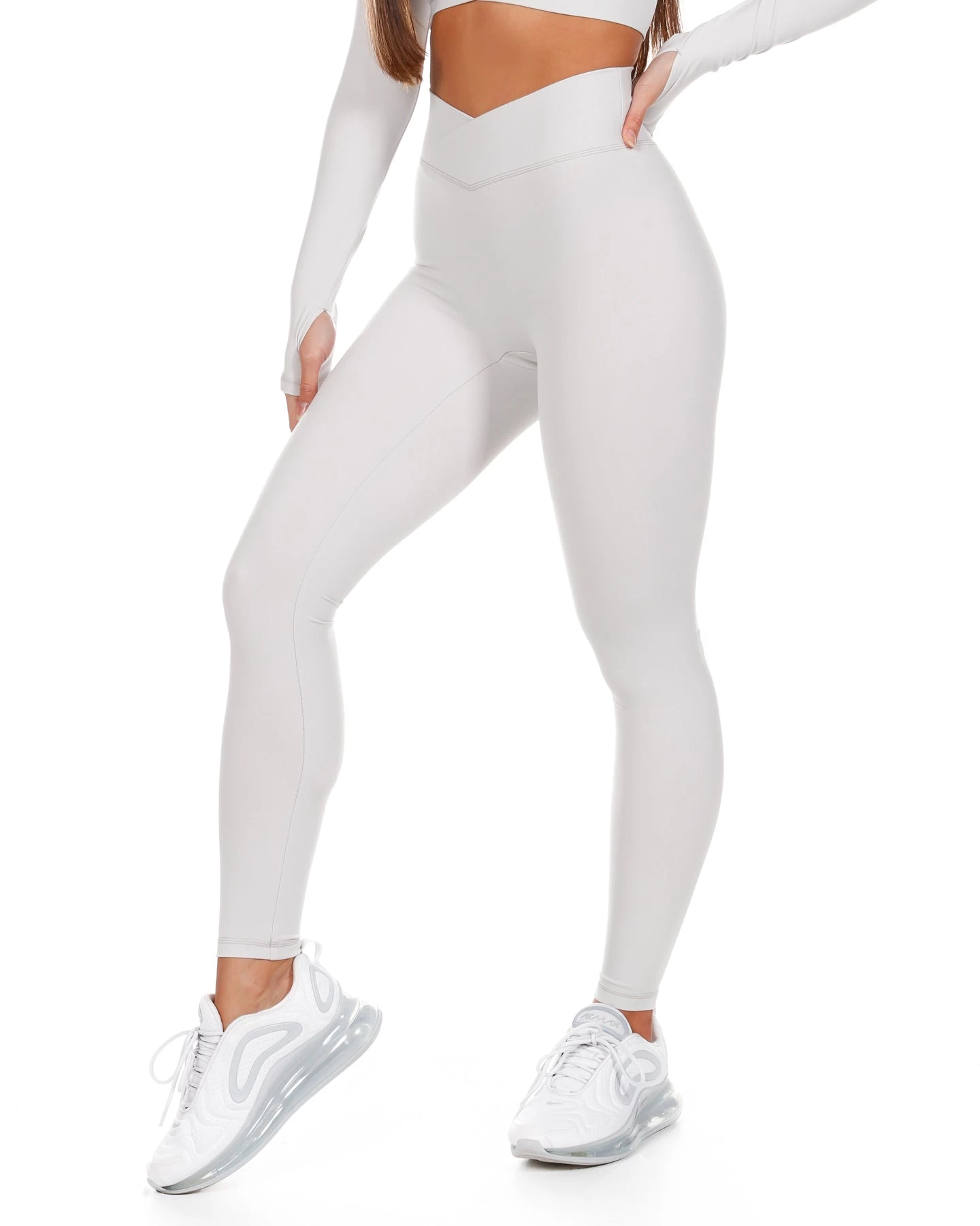 Elite Eleven Cross Over Leggings - Pearl Grey 1 Elite Eleven Cross Over Leggings - Pearl Grey
