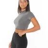 Elite Eleven Cropped Ribbed Collar T-shirt - Charcoal
