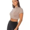 Elite Eleven Cropped Ribbed Collar T-shirt - Light Brown