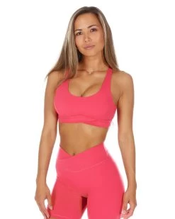 Elite Eleven Cross Over Sports Bra - Pink