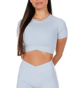 Elite Eleven 7/8 Cross Over Leggings - Light Blue 9 Elite Eleven 7/8 Cross Over Leggings - Light Blue -Fit Style Shop skyblue.crossover 16of27