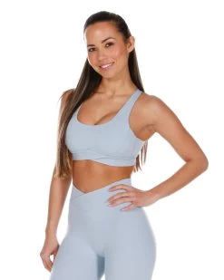 Elite Eleven Cross Over Sports Bra - Light Blue -Fit Style Shop skyblue.crossover 6of27