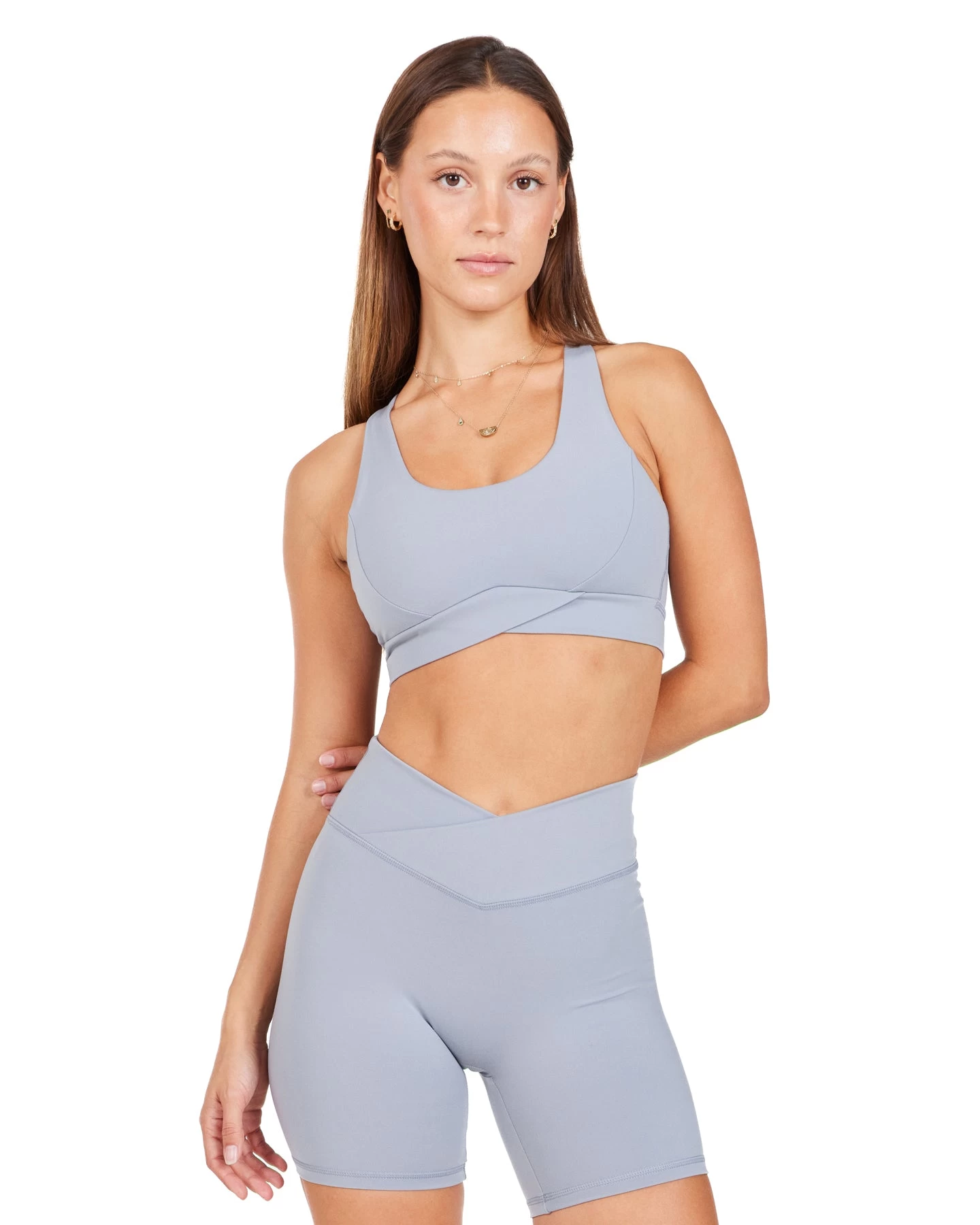 Elite Eleven Cross Over Sports Bra - Steel Grey 1 Elite Eleven Cross Over Sports Bra - Steel Grey