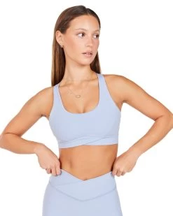 Elite Eleven Cross Over Sports Bra - Blue Blizzard