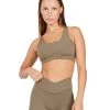 Elite Eleven Cross Over Sports Bra - Dusty Khaki